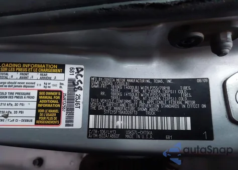 2010 Toyota Tundra Grade 5.7L V8 z USA, uszkodzony, nr VIN 5TFCY5F19AX009713